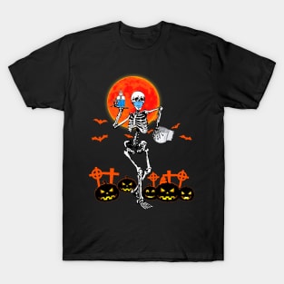 Happy Halloween Party Dancing Skeletons Halloween Funny T-Shirt